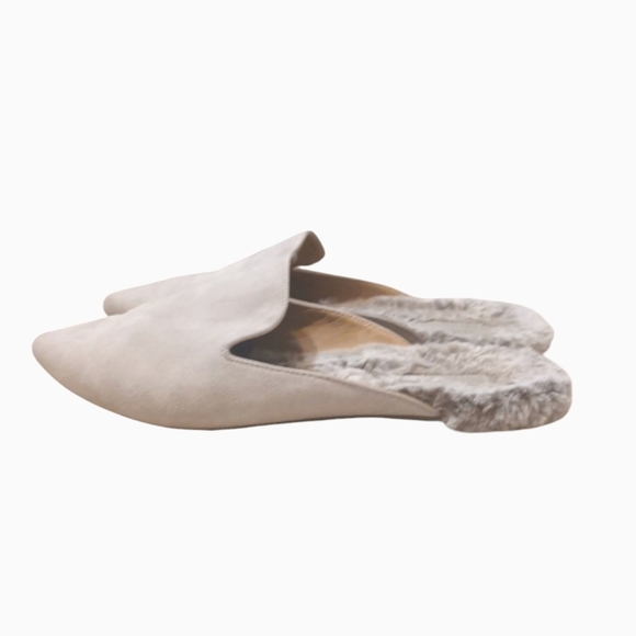 Banana Republic Gray Suede Mules Women's Furry Suede Slides size 10.5 - Picture 7 of 10